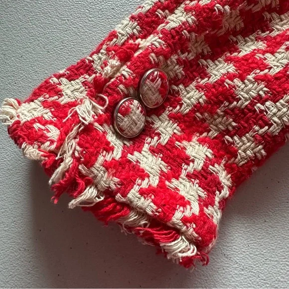 Zara textured houndstooth coat red - Picture 6 of 14